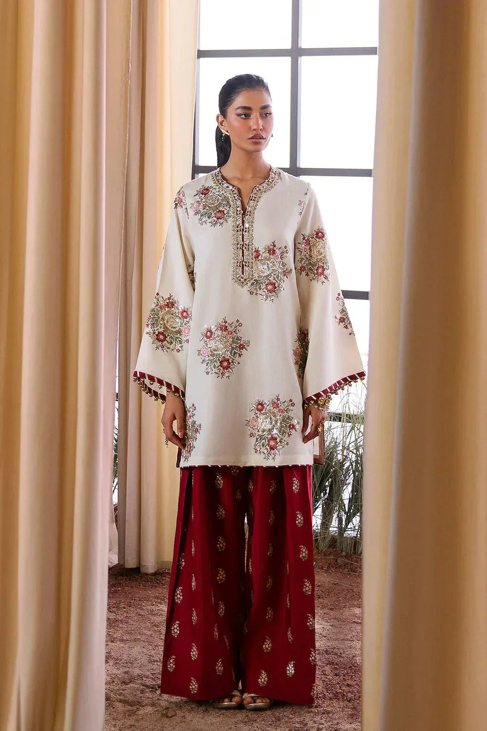 Off White – Luxury Raw Silk Handcrafted 3-Piece by Ethnic